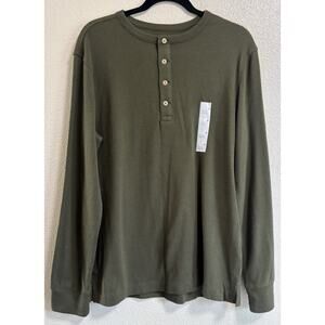 Goodfellow & Co Men's Standard Fit Long Sleeve Waffle Knit Top Size Med Green